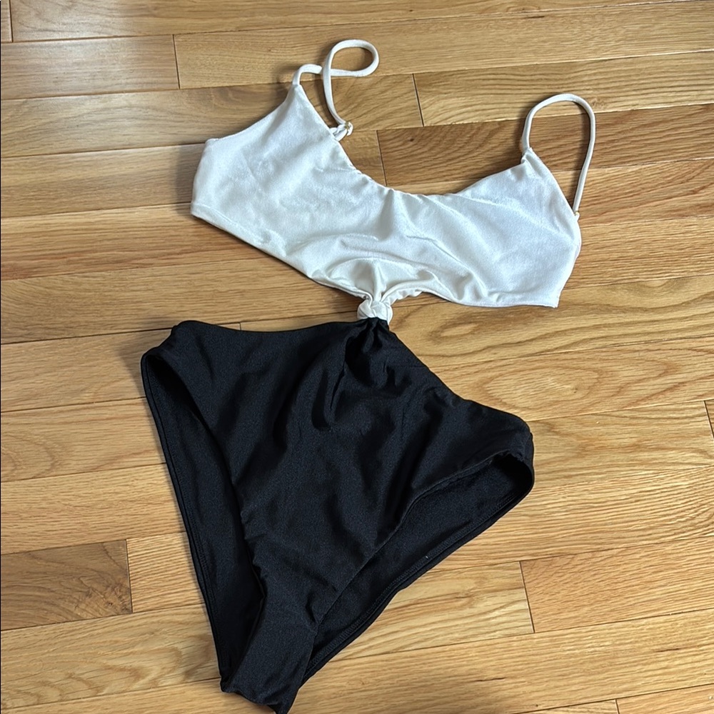 Lovers + Friends Black and White One Piece Swimsuit